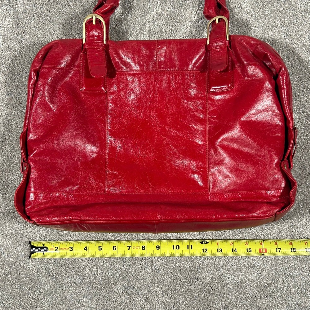 Latico Red Leather Satchel Bag Paisley Lining Gold Hardware Tassel Large Tote - Picture 7 of 11
